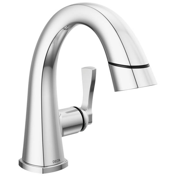 Delta Stryke Single Hole Pull Out Sprayer Bathroom Faucet, Single